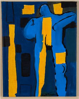 FIGURE IN BLUE AND YELLOW