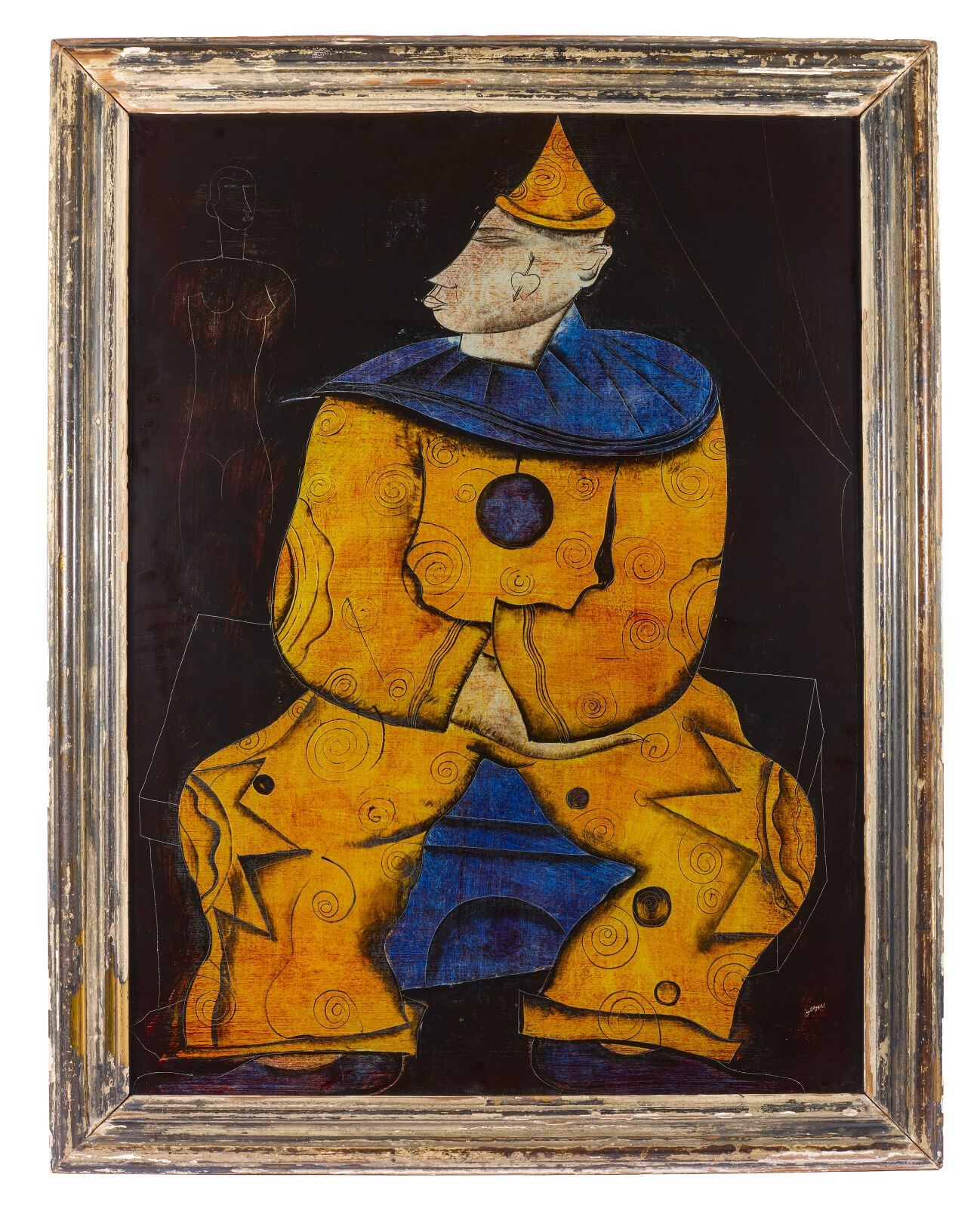 Artwork by Floris Jespers, Clown in love, Made of Mixed Media, Eglomised Glass