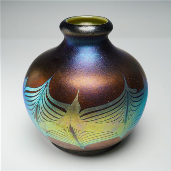 Tiffany Studios Favrile Iridescent Glass Vase w/ Etched L.C.T. Signature by Louis Comfort Tiffany, c. 1890-1900
