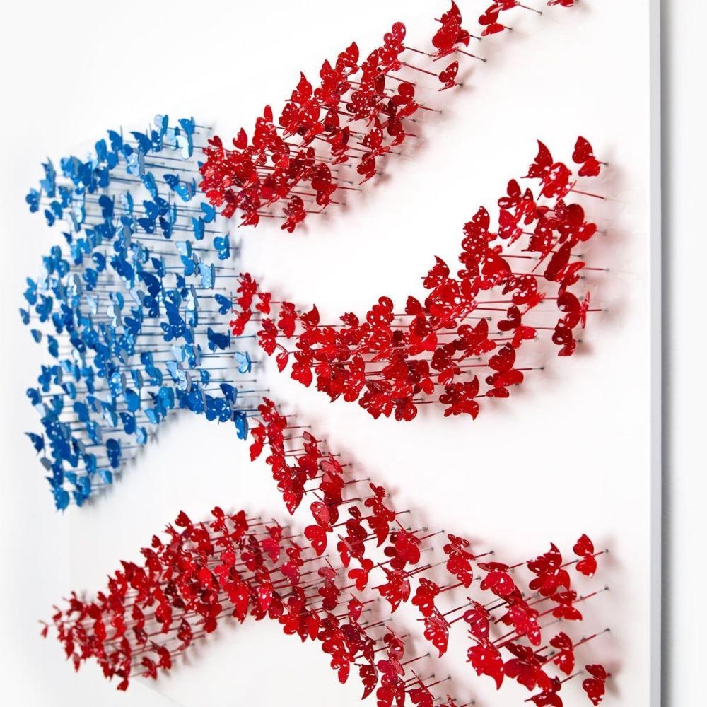 Artwork by Patricia Govezensky, Land of the Free, Made of 3D Metal Art On Wood