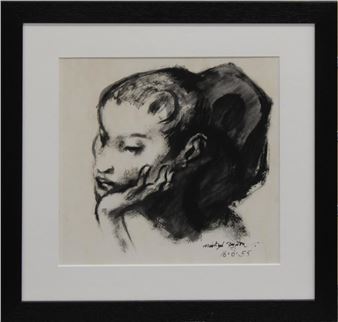 Study of a lady with her head in her hand - Michael Ayrton