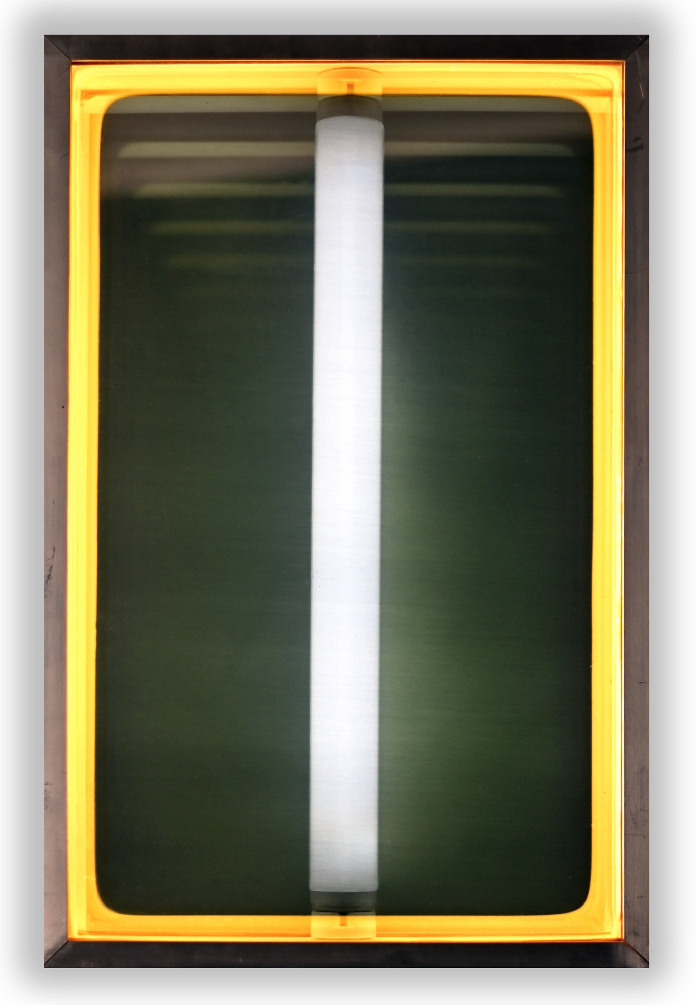 Artwork by Christian Megert, Licht-Raumkasten, Made of Mirror Object With Fluorescent Tubes