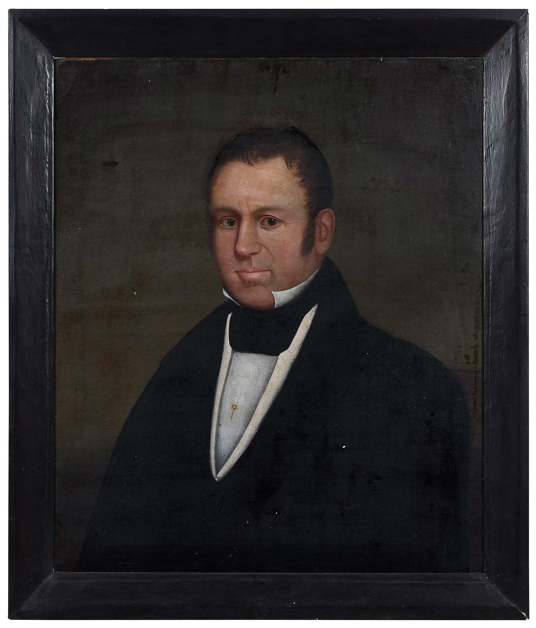 Artwork by American School, 19th Century, Folk Art Portrait of a Gentleman, Made of Oil On Canvas