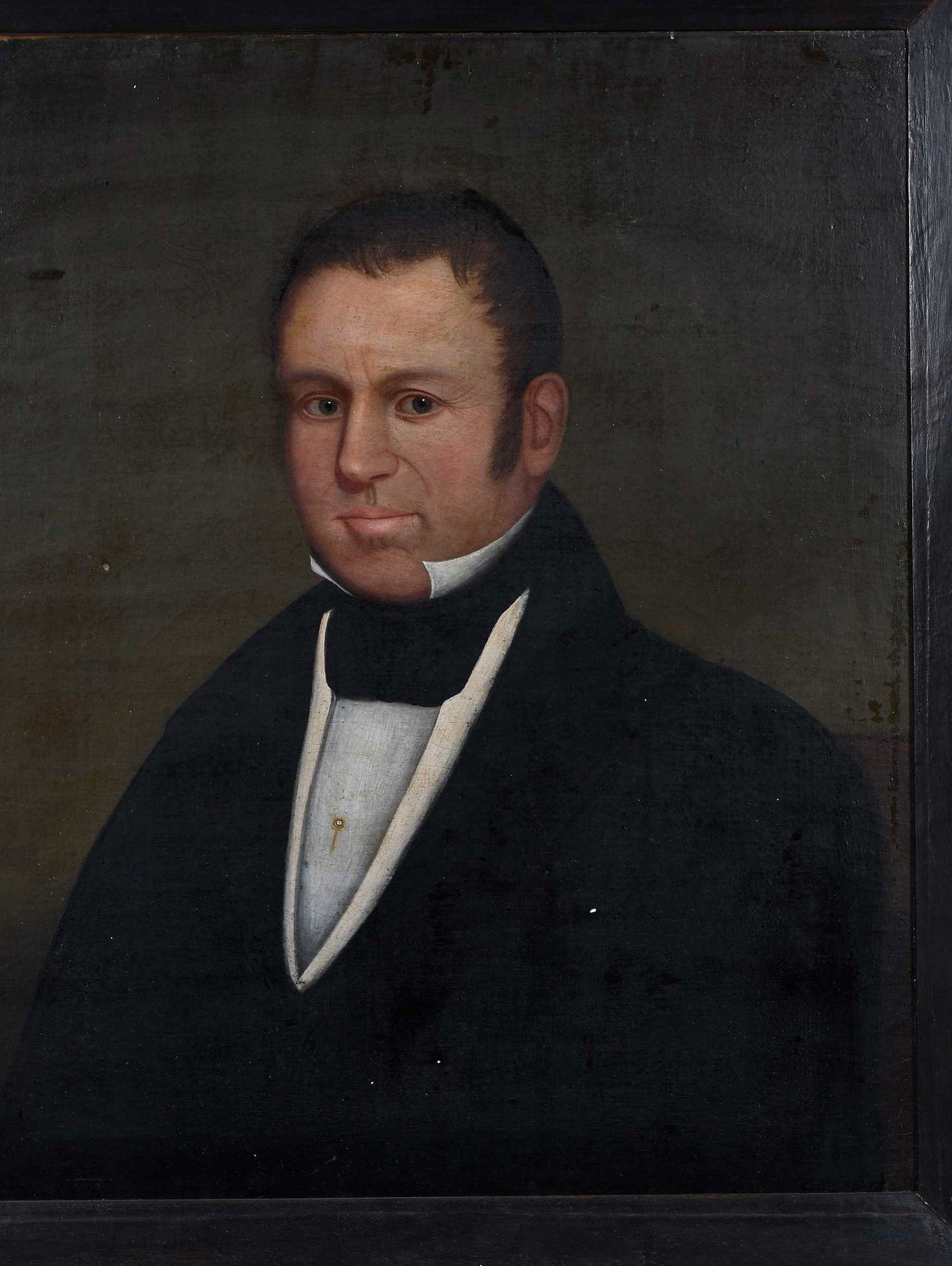 Artwork by American School, 19th Century, Folk Art Portrait of a Gentleman, Made of Oil On Canvas