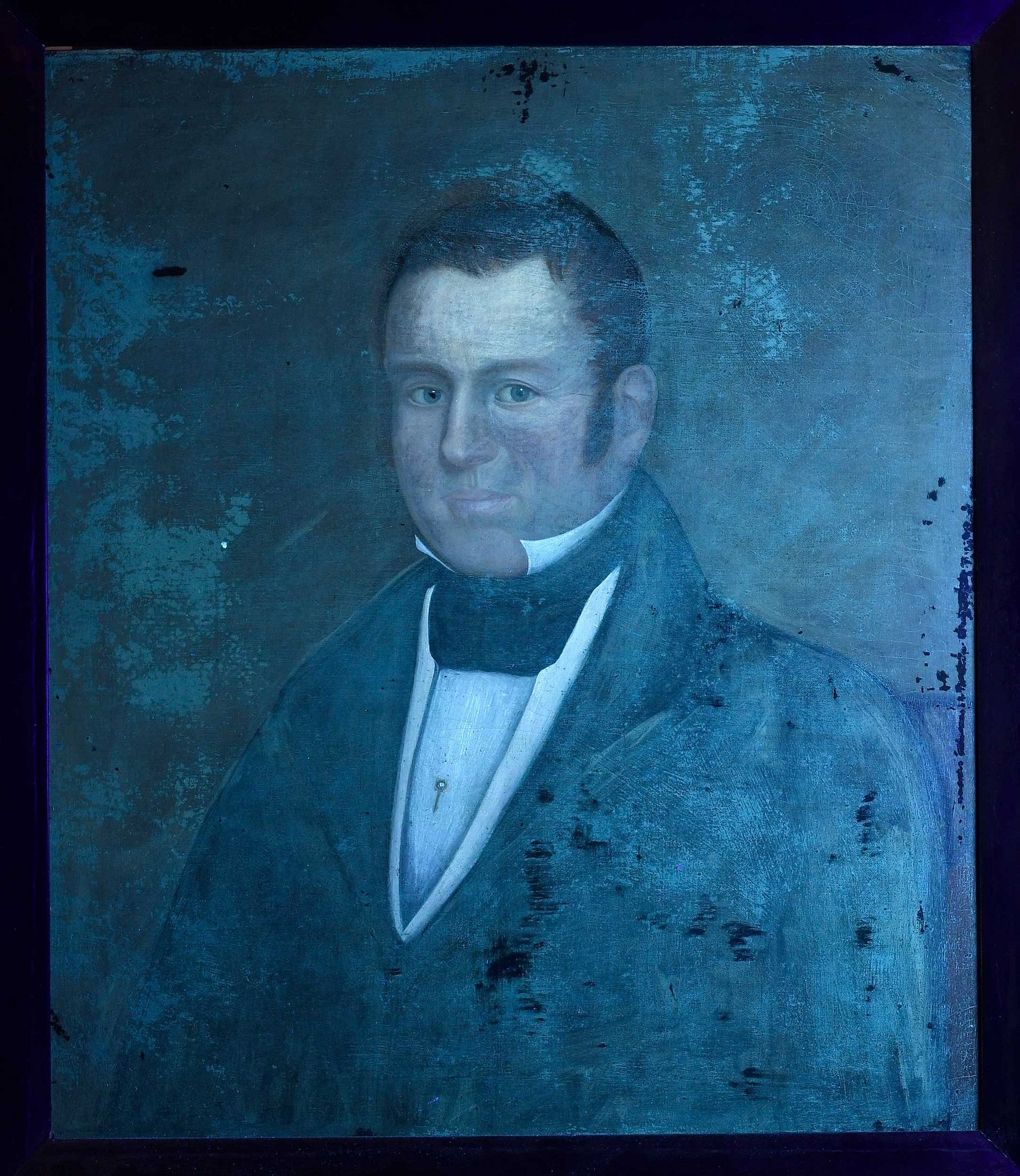 Artwork by American School, 19th Century, Folk Art Portrait of a Gentleman, Made of Oil On Canvas