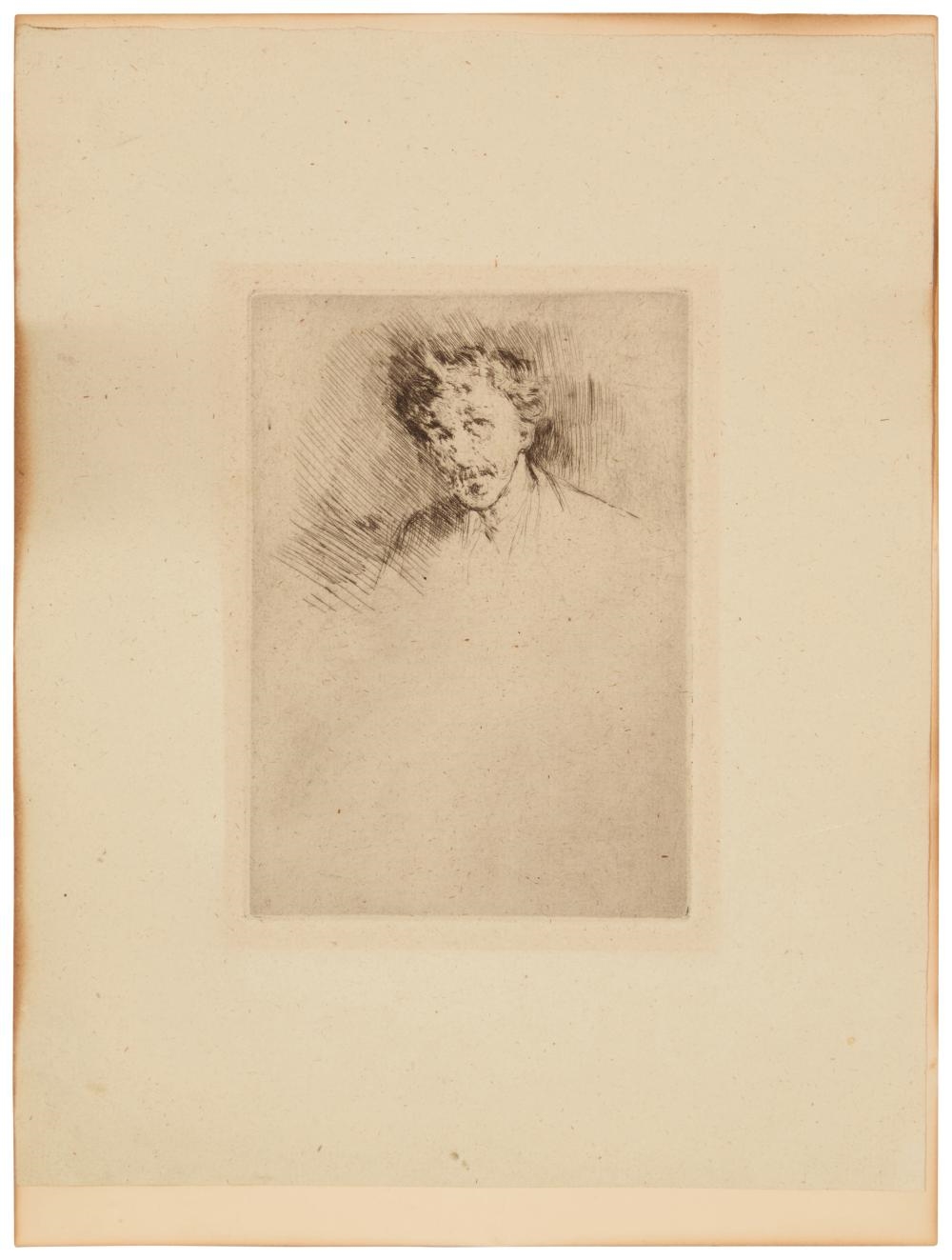 Artwork by James Abbott McNeill Whistler, Whistler with the White Lock, Made of Etching And Drypoint On Off-White Laid Paper Without Watermark