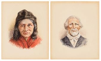 Two miniature portraits of a man and a woman