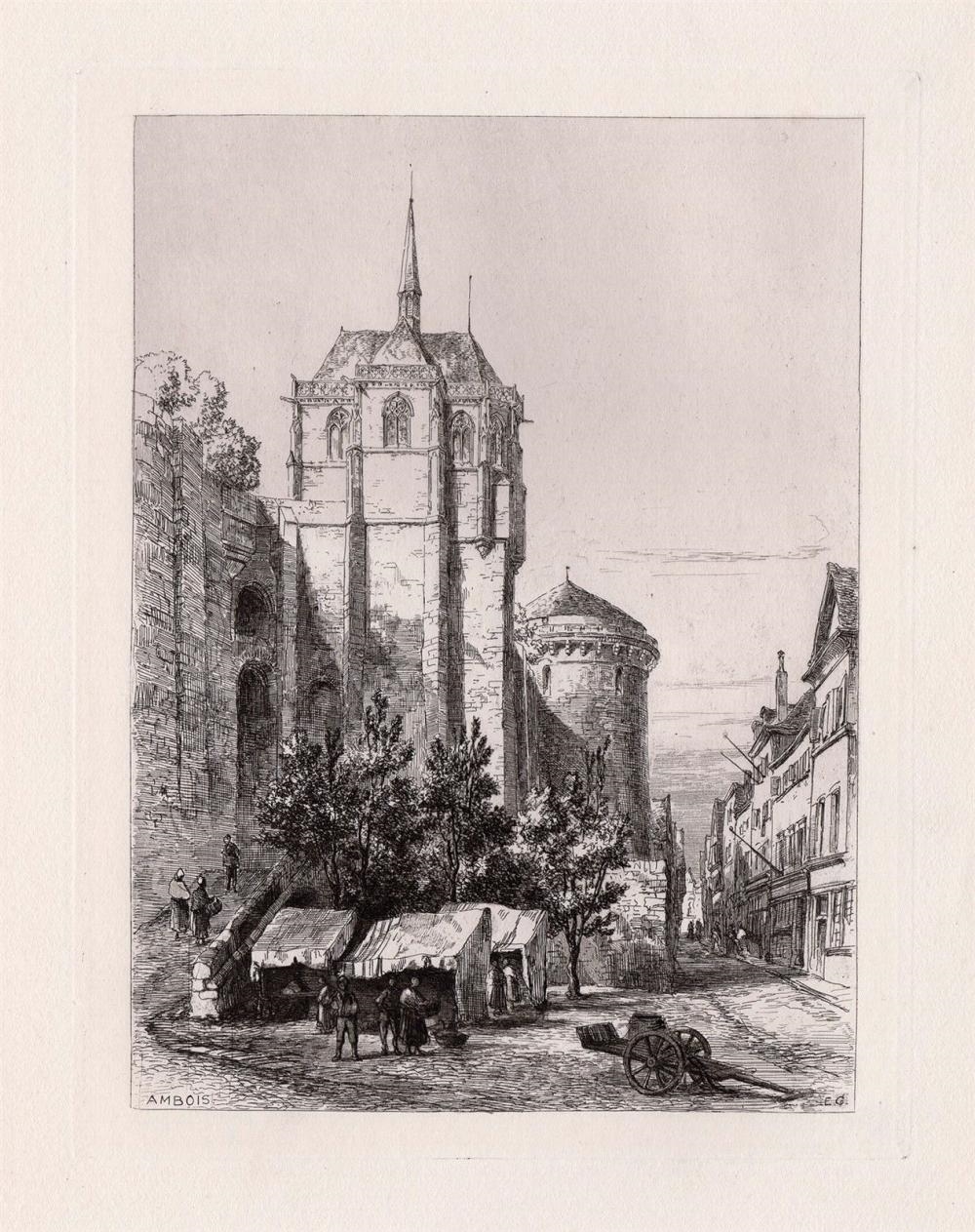 Artwork by Ernest George, Amboise, Made of Hand Pulled Copper Plate Etching On Laid Paper