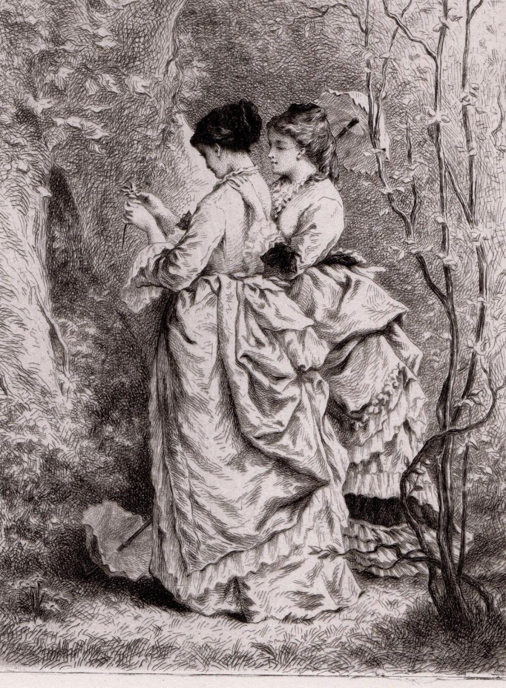 Artwork by Pierre Edmond Hedouin, Spring, Made of Original Copper Plate Etching On Laid Paper