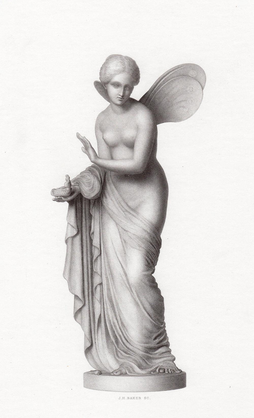 Artwork by Wolf Von Hoyer, Psyche, Made of Antique Engraving On Wove Paper
