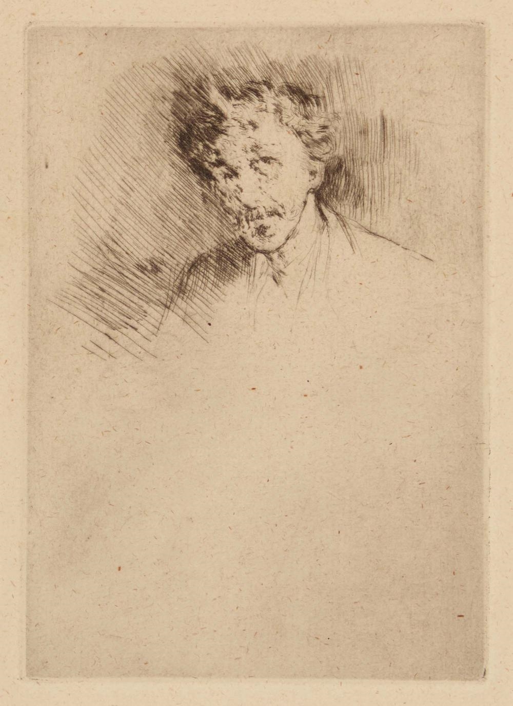 Artwork by James Abbott McNeill Whistler, Whistler with the White Lock, Made of Etching And Drypoint On Off-White Laid Paper Without Watermark