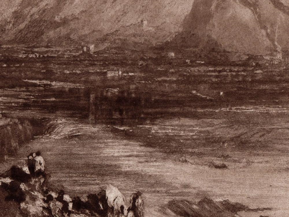 Artwork by Joseph Mallord William Turner, Bellinzona, Made of Hand Pulled Copper Plate Etching On Thick Wove Paper