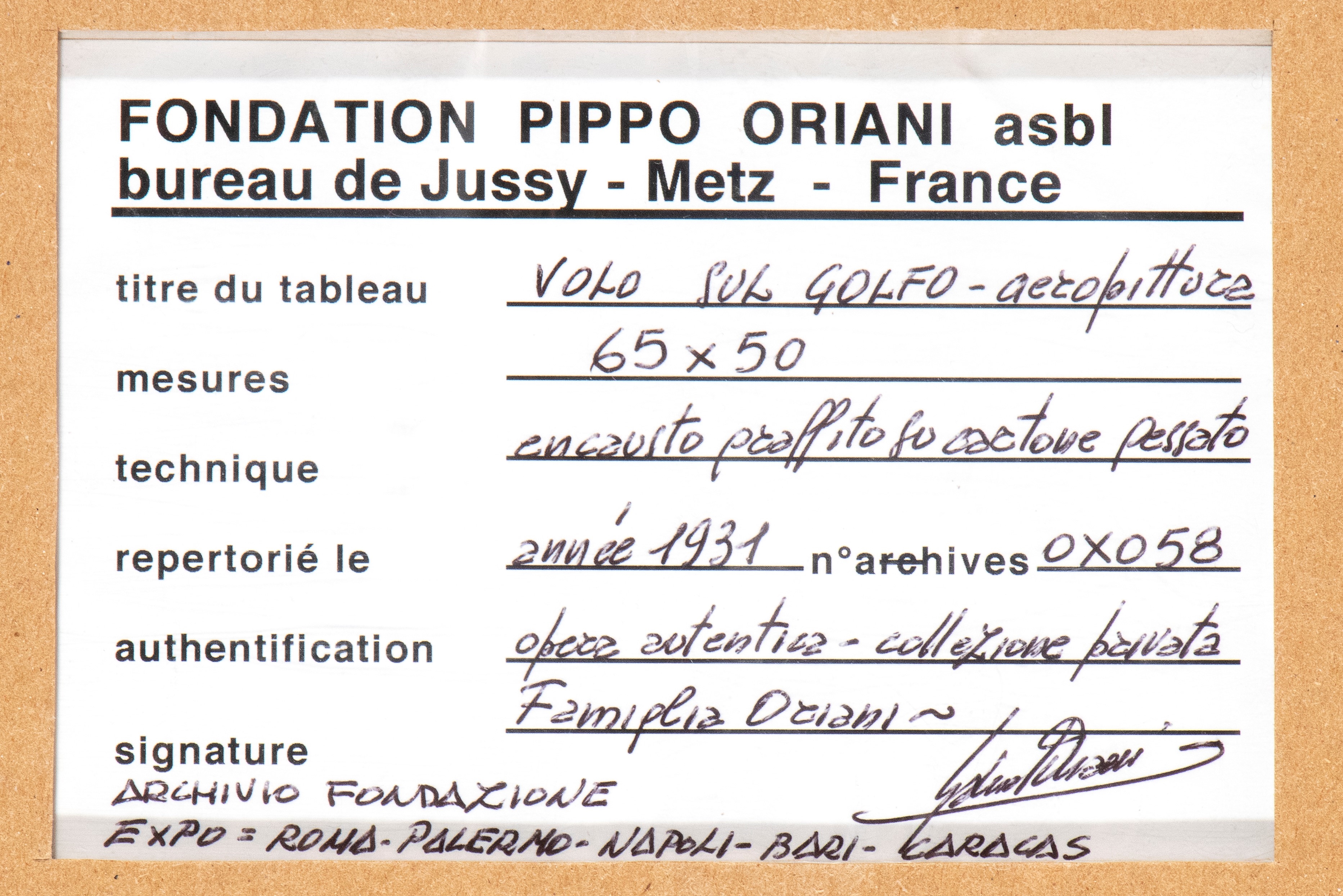 Artwork by Pippo Oriani, Volo sul golfo, Made of Encaustic - Graffito On Cardboard