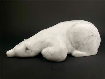 Large Inuit Carved Marble Polar Bear Sculpture - Inuit School