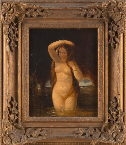 Portrait of a nude in a grotto by Continental School, 19th Century, Early to Mid-19th Century