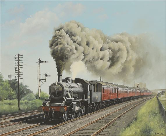 Malcolm Root | A steam locomotive in black livery (1982) | MutualArt