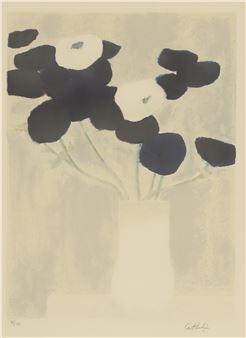 Blue and white anemones - Bernard Cathelin