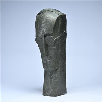 patinated plaster head of Oscar de Gruyter III - Emile François Poetou