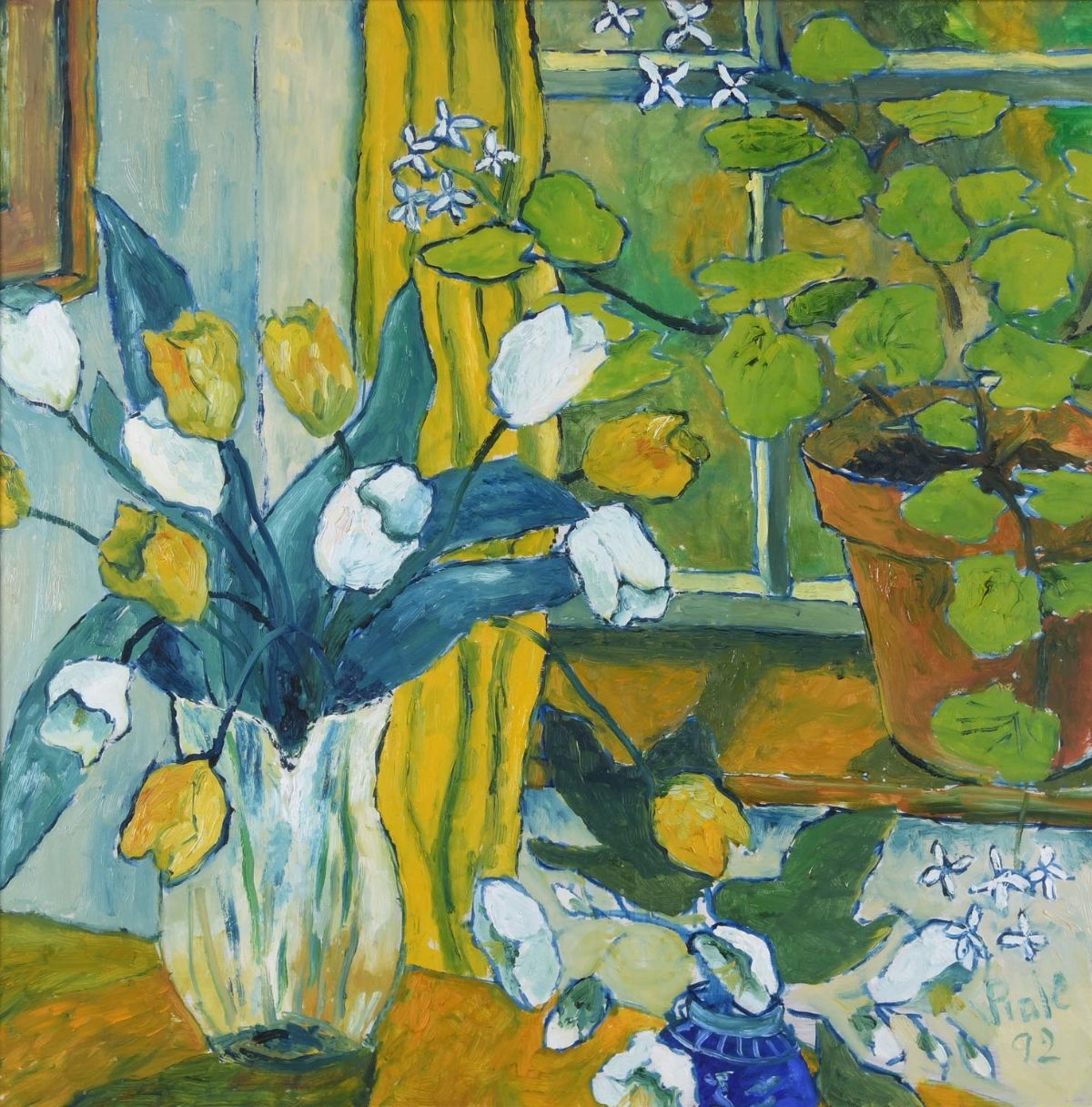 Artwork by Patrick Viale, Fabienne's Flowers, Made of Oil On Board