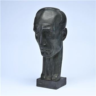 patinated plaster head of Oscar De Gruyter - Emile François Poetou