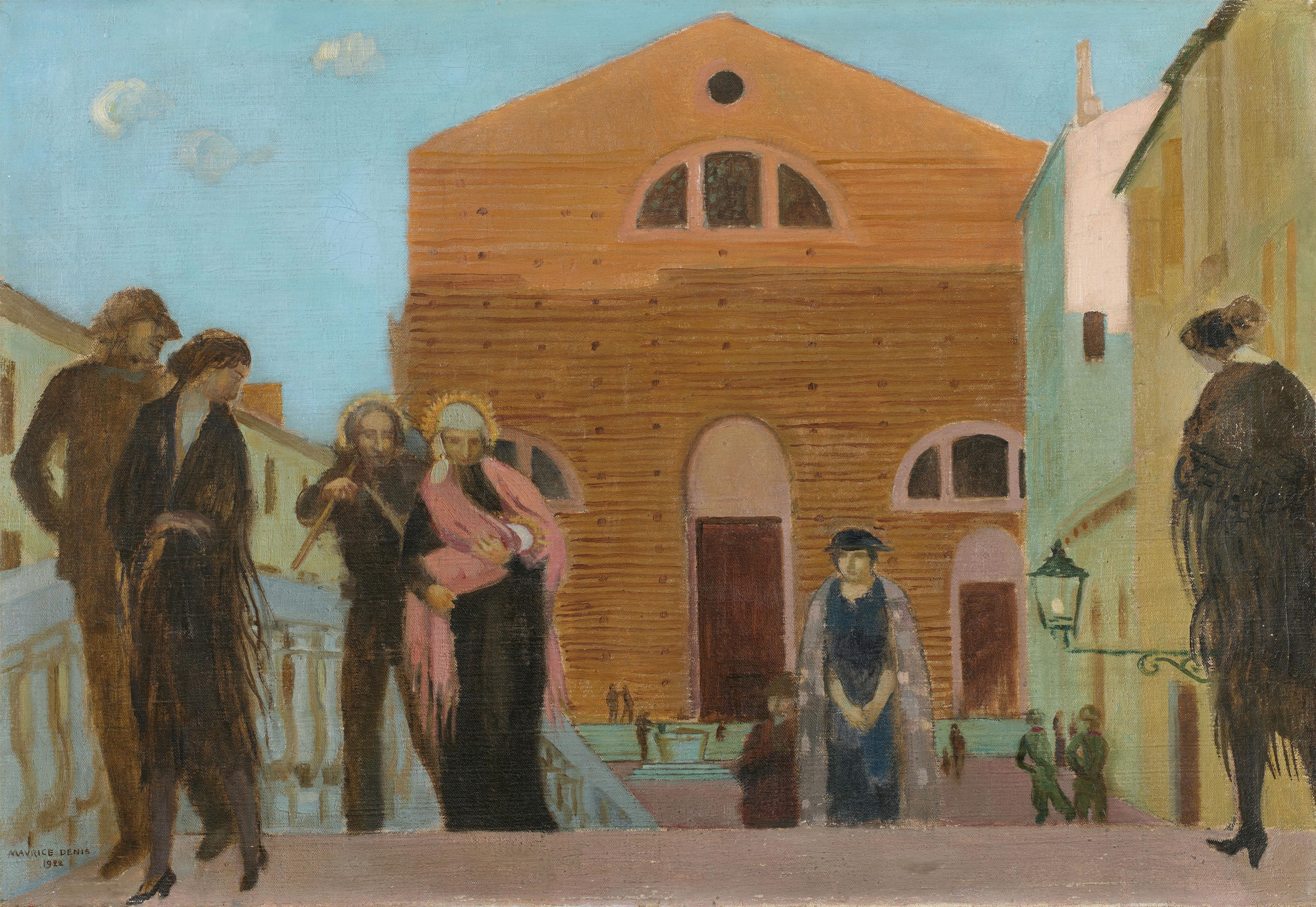 Artwork by Maurice Denis, Fuite en Égypte, devant San Lorenzo à Venise, Made of Oil On Canvas