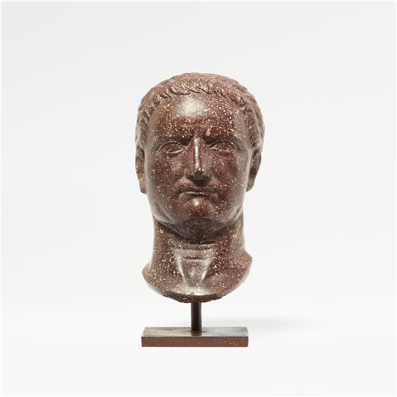 Romanian School, 19th Century | A red porphyry bust of Emperor Augustus ...