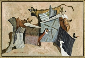 Artwork by William Robinson, Farm Construction I, Made of Oil On Canvas