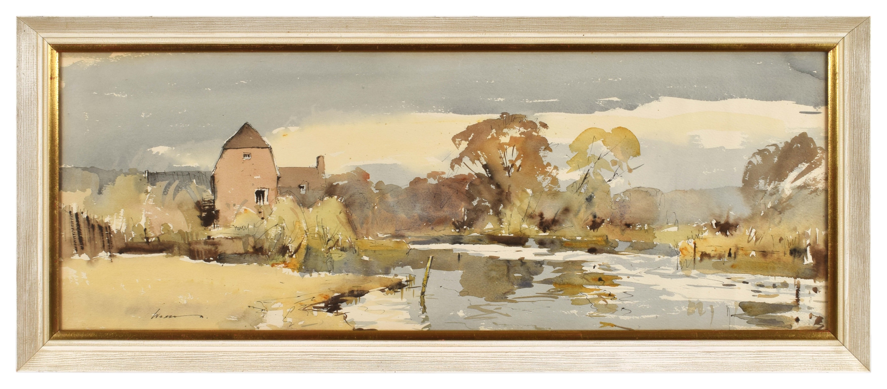 Artwork by Edward Wesson, A Sussex Backwater, Made of Watercolour And Ink On Paper