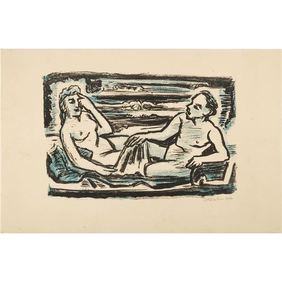 Auf dem Lager by Max Pechstein, 1947
