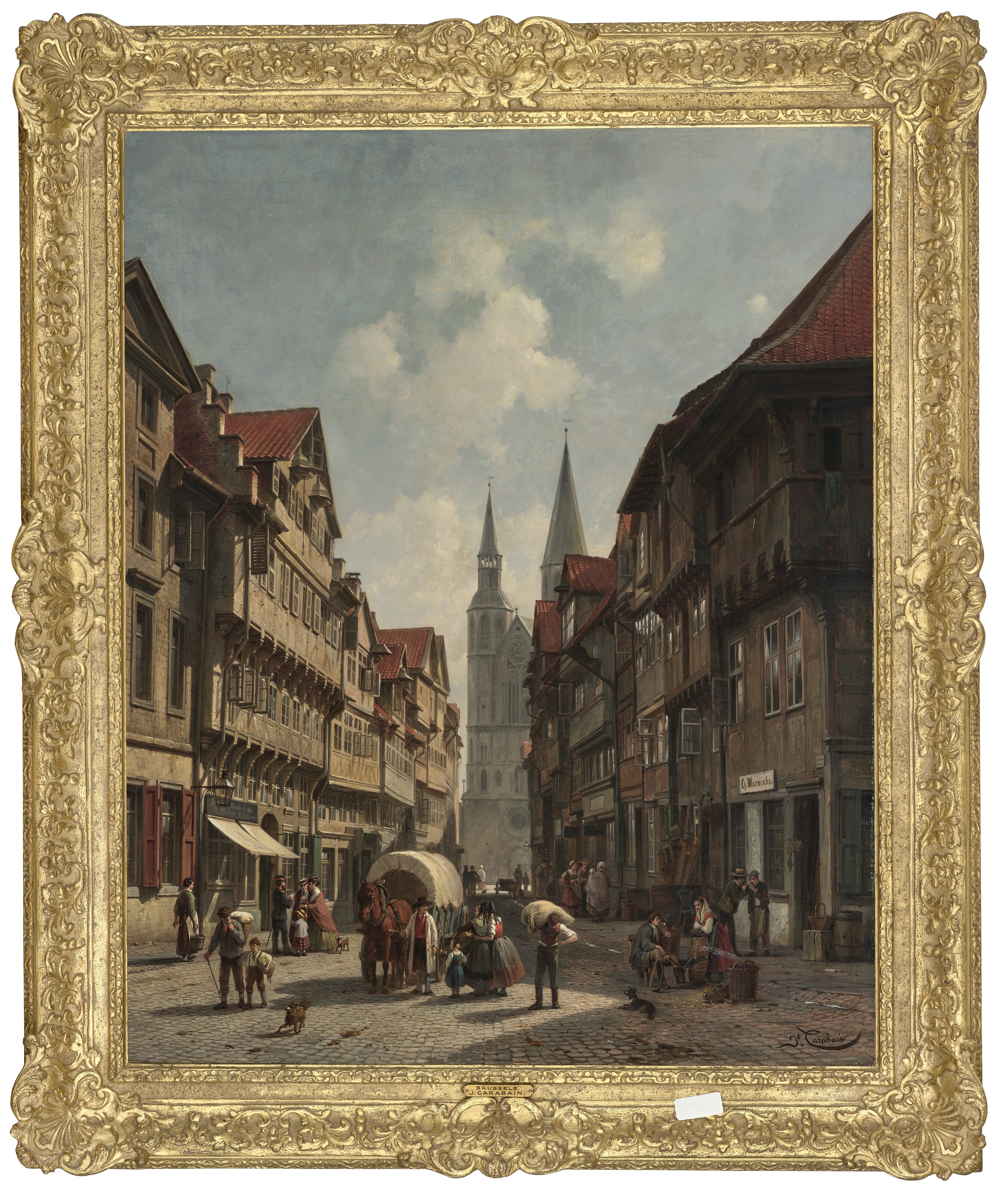 Artwork by Jacques François Carabain, A street view in Brunswick, Made of oil on canvas