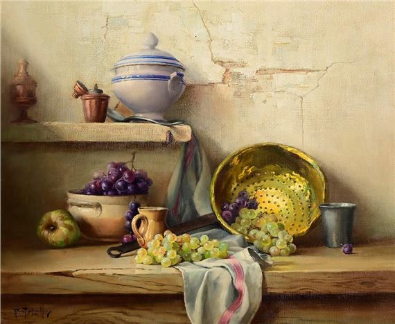 Still Life - Fruit, Pottery and Collander by Robert Chailloux