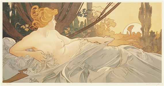 Aurore et Crépuscule, and others (a set of 4 reproduction prints) - Alphonse Mucha