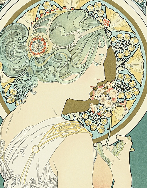 Artwork by Alphonse Mucha, Aurore et Crépuscule, and others (a set of 4 reproduction prints), Made of Lithograph
