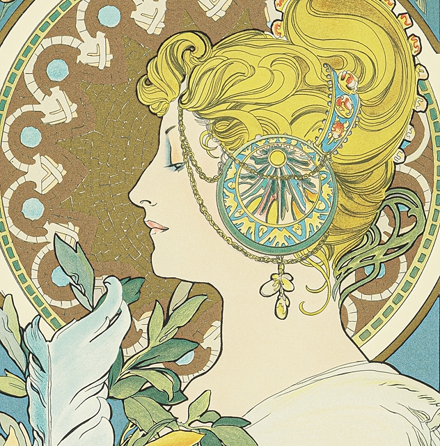 Artwork by Alphonse Mucha, Aurore et Crépuscule, and others (a set of 4 reproduction prints), Made of Lithograph