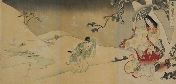 Women and Child in the Snow - Japanese School