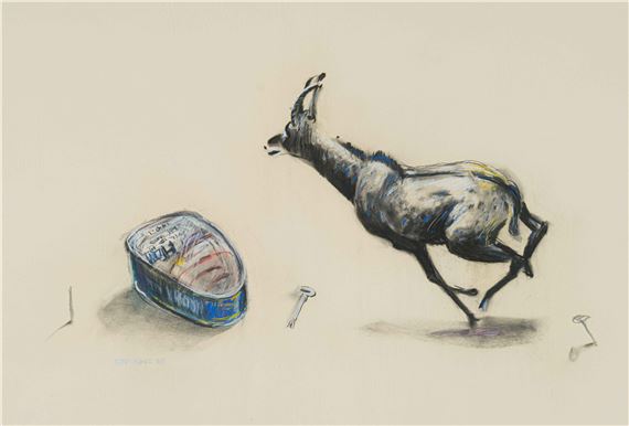Untitled (Antelope and Tin Can by William Kentridge, 1985