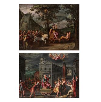 An Allegory of the month of January with the Triumph of Janus; and An Allegory of the month of March with the Triumph of Minerva (2 - Flemish School, 17th Century