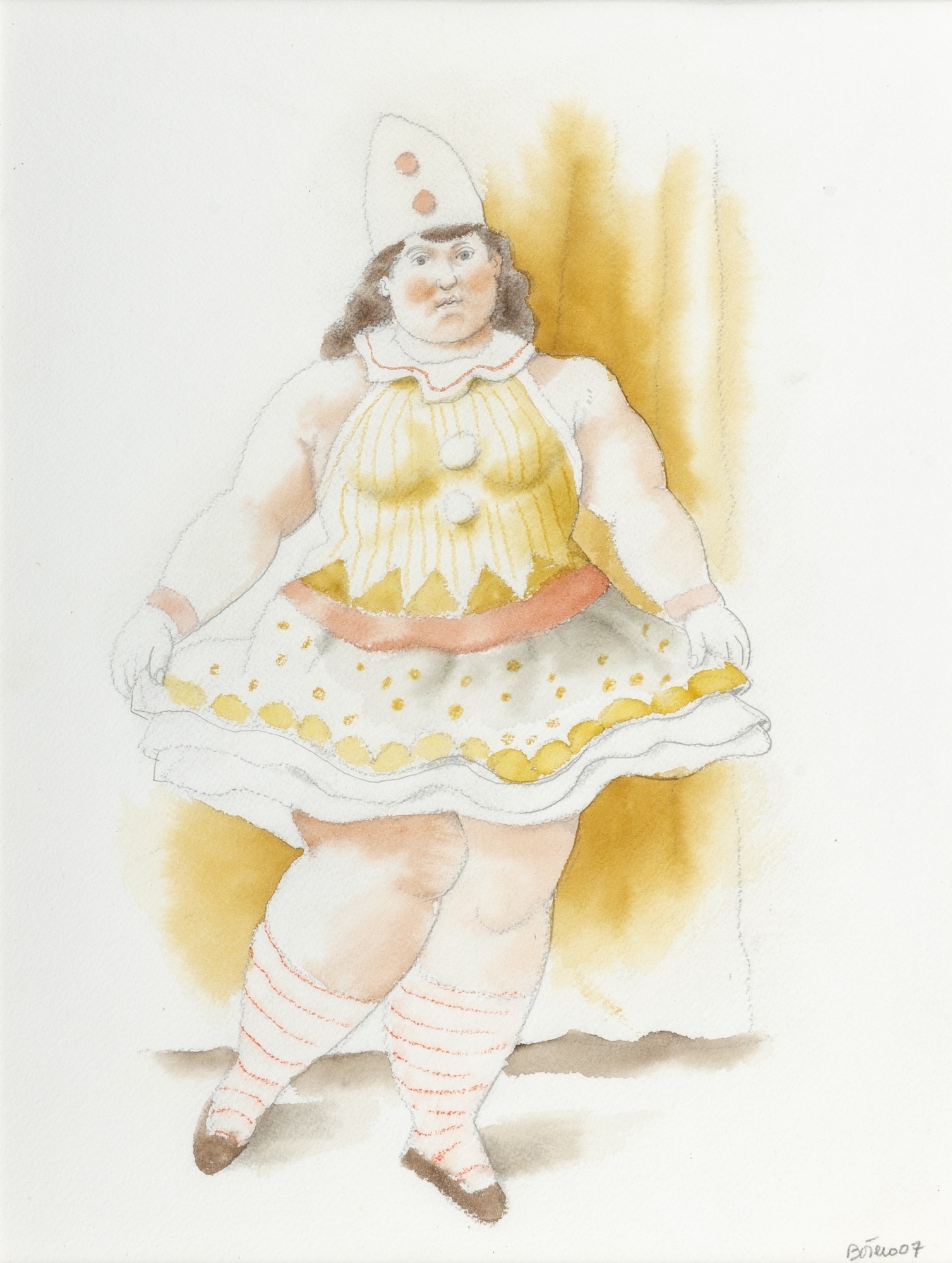 Artwork by Fernando Botero, Cavallerizza, Made of Watercolor And Graphite On Paper