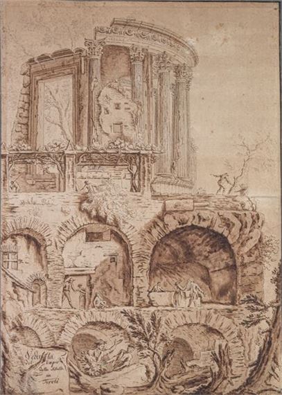 Vedutta del tempio della Sibilla in Tivoli by Italian School, 18th Century, 18th century