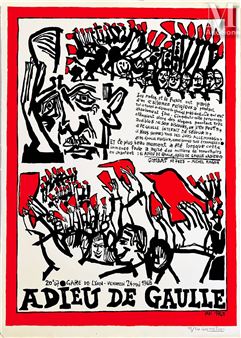 Adieu De Gaulle Affiche signée Gabriel Paris Mai 68 - Gabriel Paris
