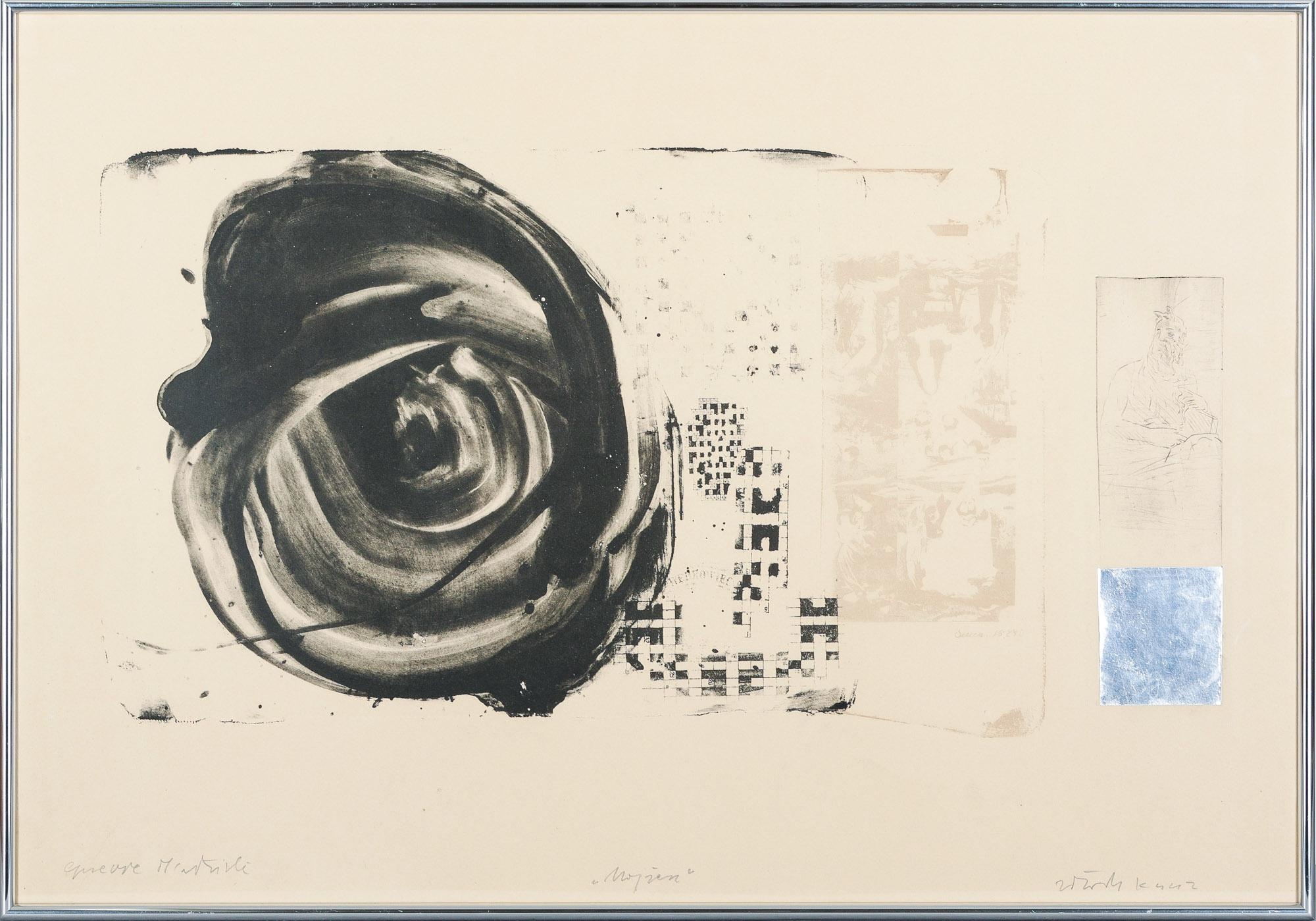 Artwork by Włodzimierz Kunz, o.T, Made of Lithographie, Radierung Und Metallfolie