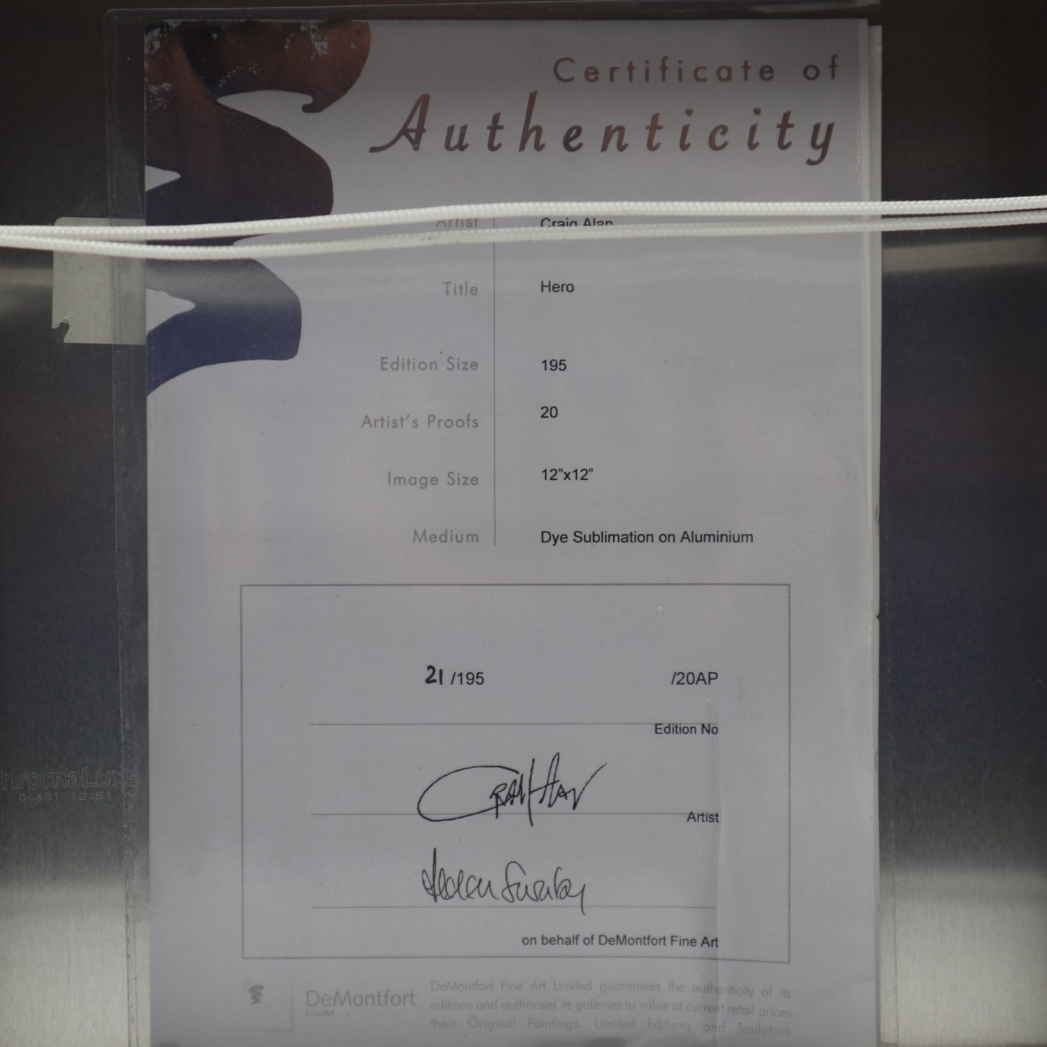 Artwork by Craig Alan, Hero, Made of Dye Sublimation On Aluminium