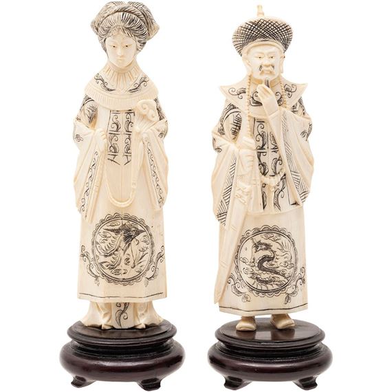 PAREJA DE EMPERADORES - Chinese School, 20th Century