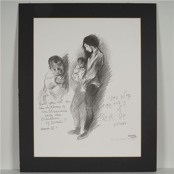 Woman and Child - Signed - Raphael Soyer