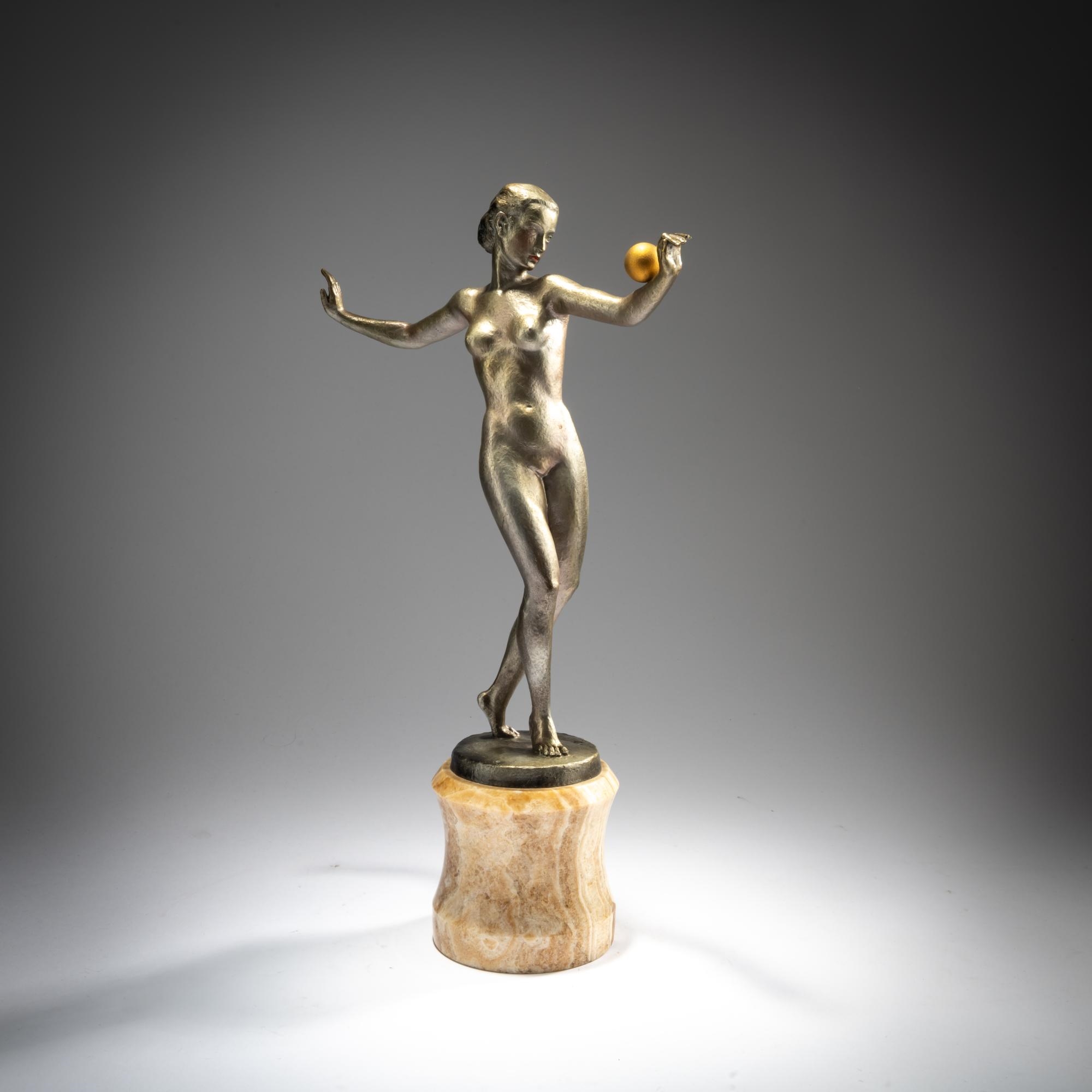 Artwork by Josef Lorenzl, Dancer with ball, Made of Cold-Painted Bronze