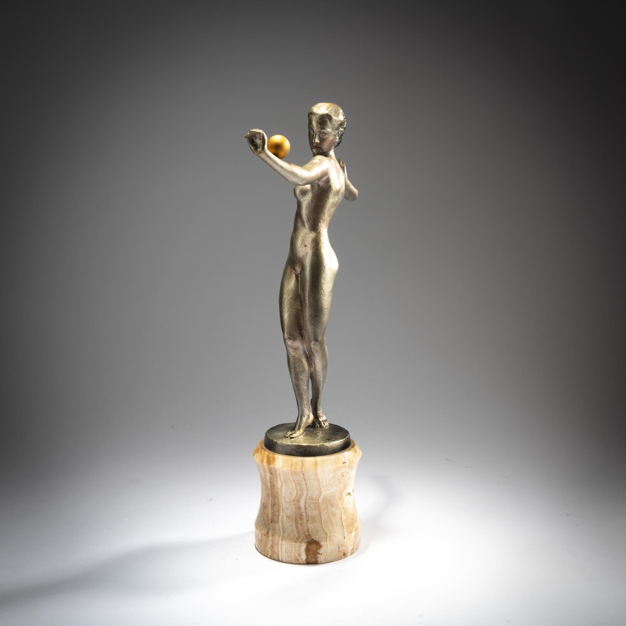 Artwork by Josef Lorenzl, Dancer with ball, Made of Cold-Painted Bronze
