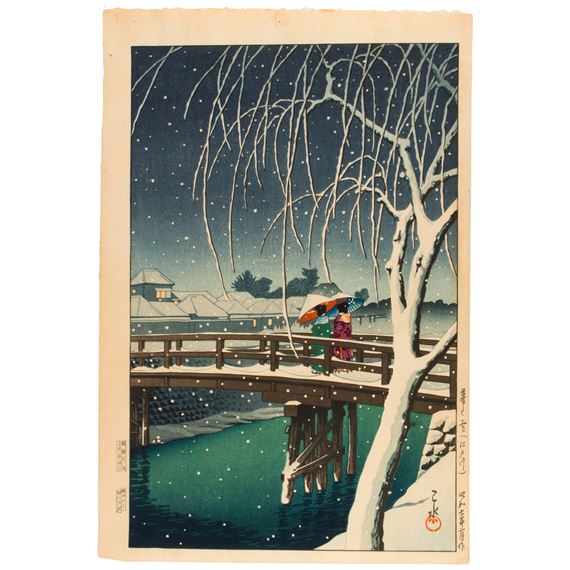 Evening Snow, Edogawa River by Hasui Kawase, February, 1932