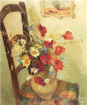 Bouquet of flowers on a chair