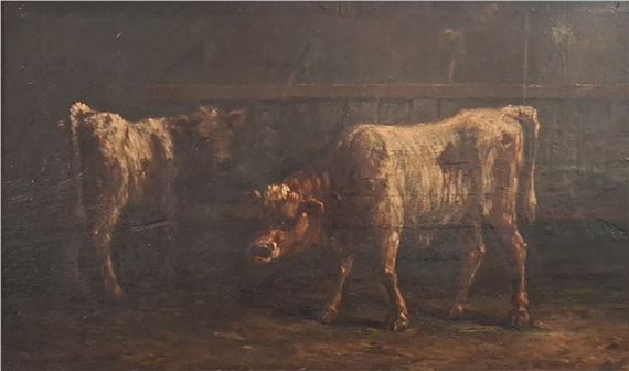 François Simon | Cow and calf in the stable | MutualArt