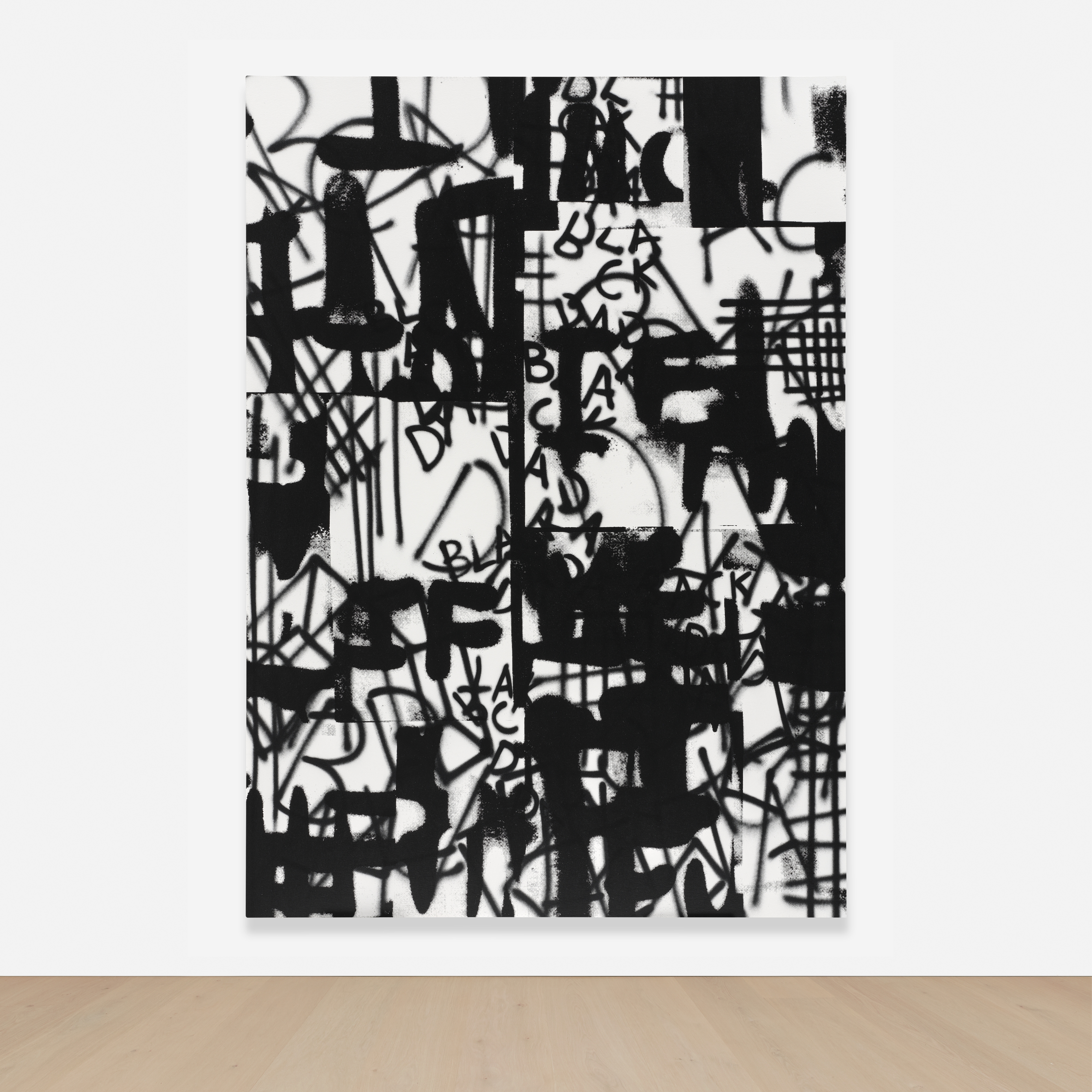 Artwork by Adam Pendleton, OK DADA OK BLACK DADA OK (ALL WE GOT, Made of spray paint on canvas